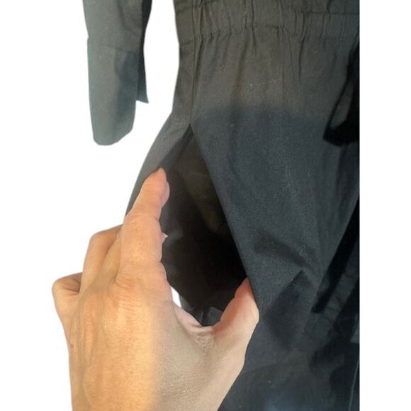 Ann Taylor Loft Black Long Sleeve Drawstring Waist T-Shirt Dress Women Sz 6 - Picture 11 of 13